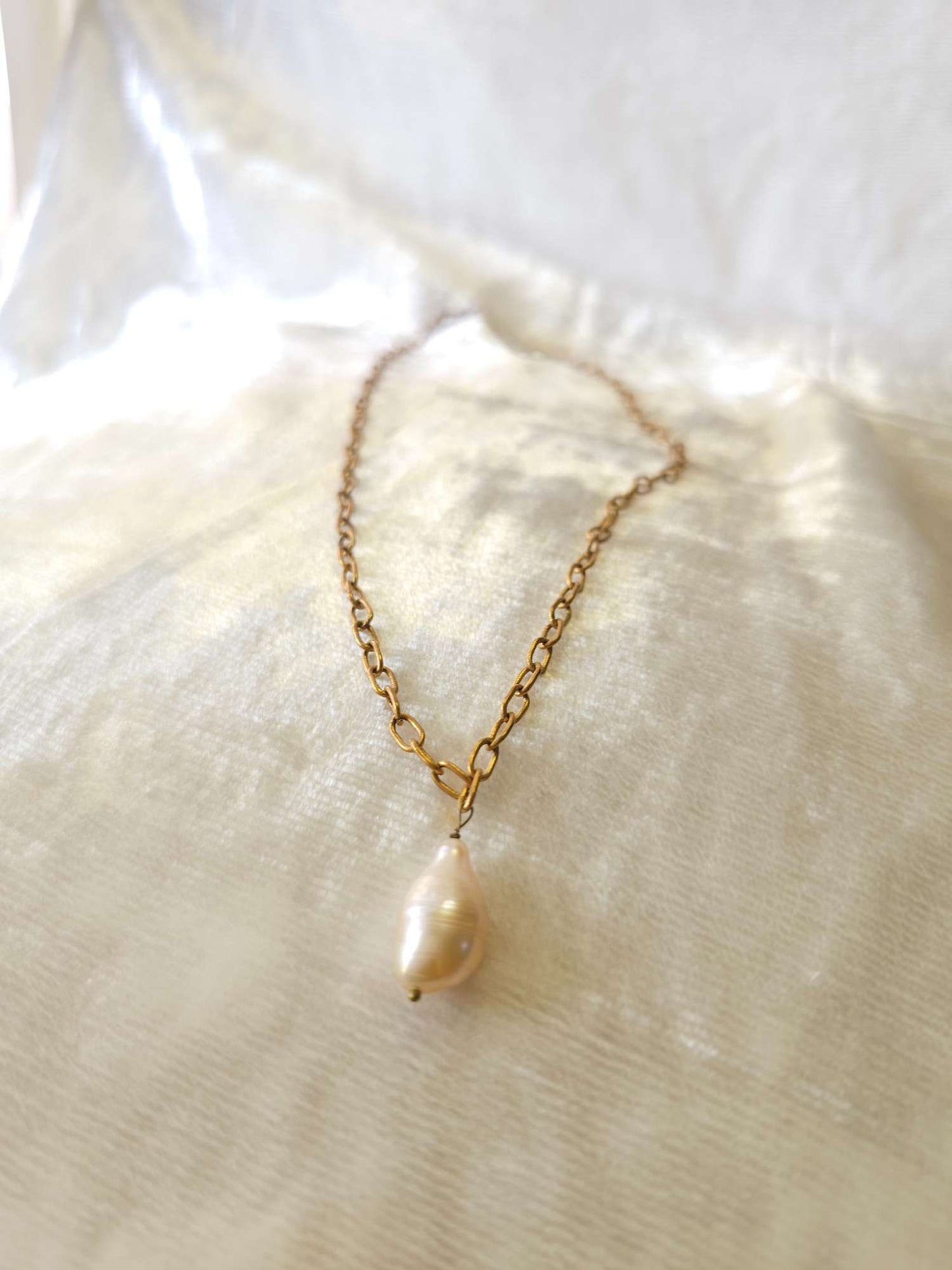Baroque pearl chain necklace