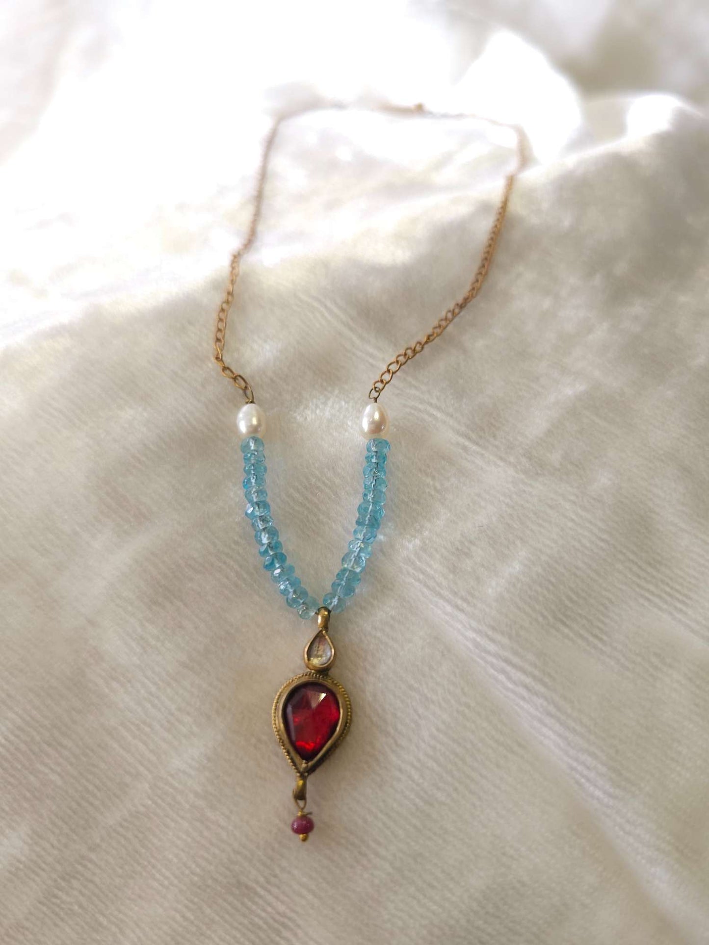 Blue topaz chain necklace