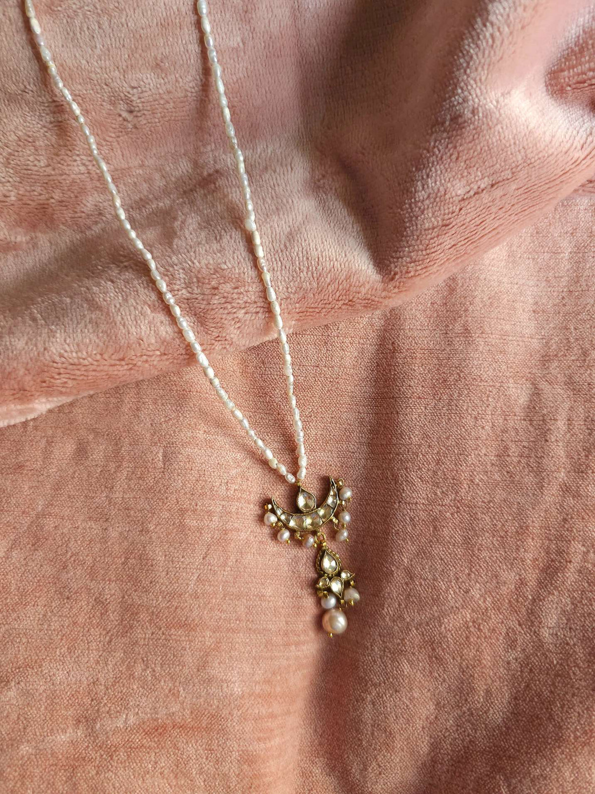 Golden moon pendant necklace