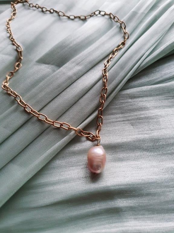 Baroque pearl chain necklace