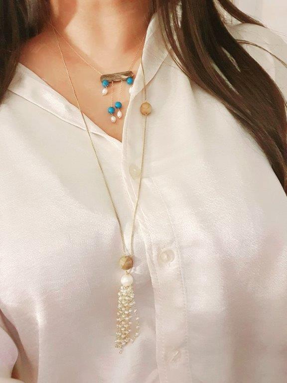 Pearl tassel unisex chain necklace