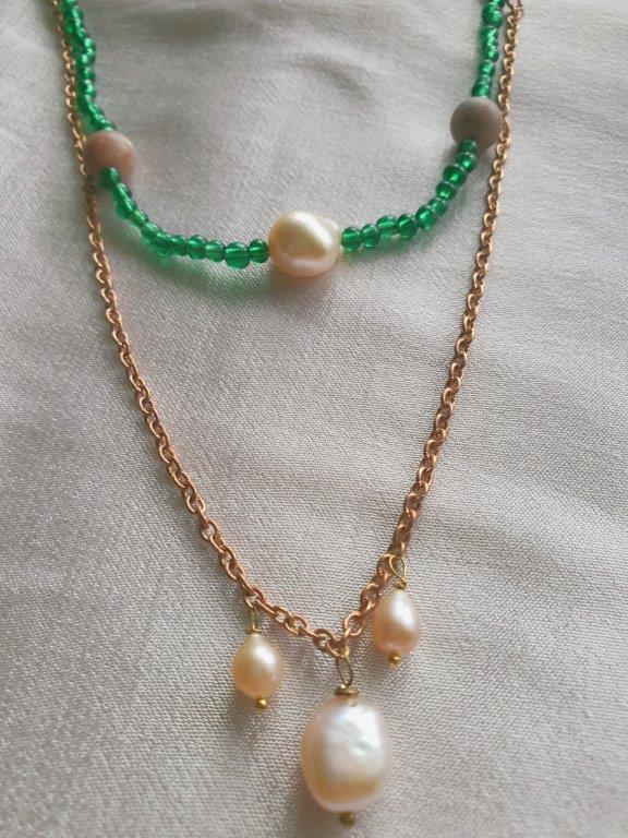Green beach pearl necklace 2
