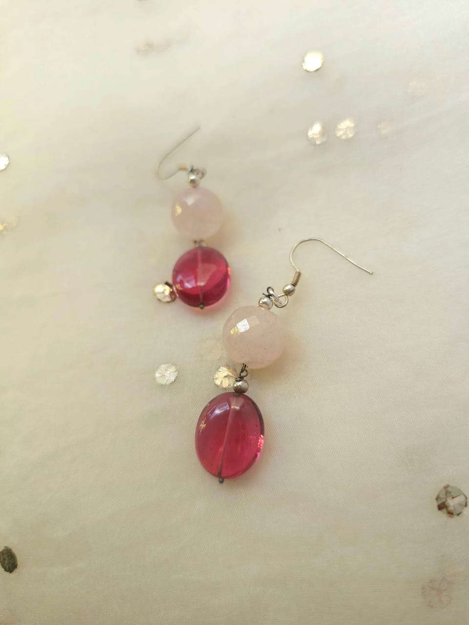 Rose quartz ball earrings