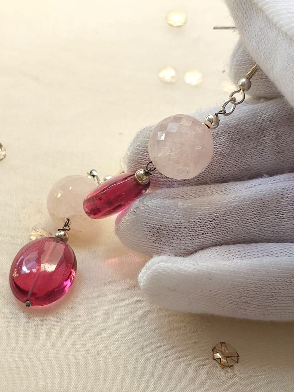 Rose quartz ball earrings