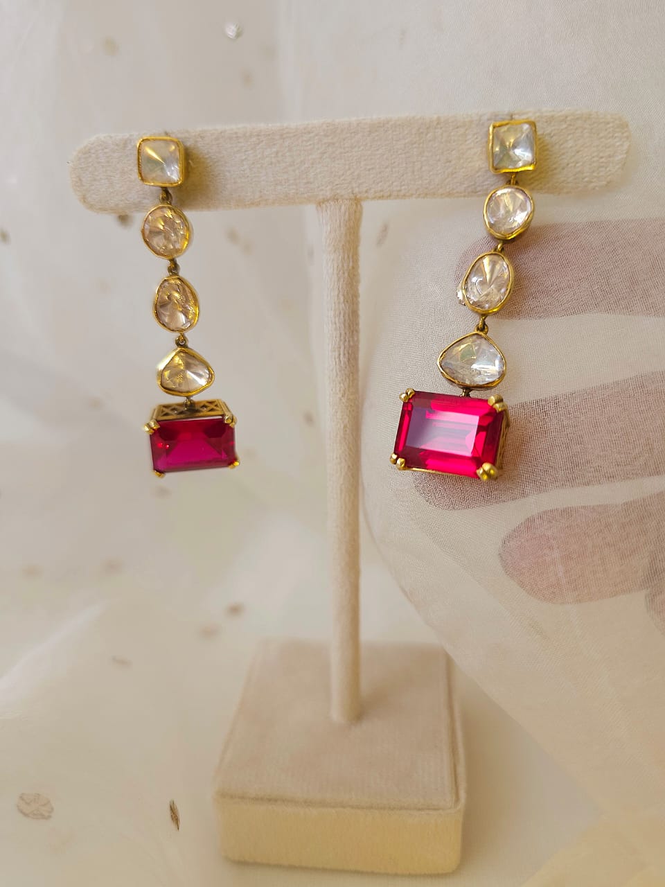 The ruby line silver earrings