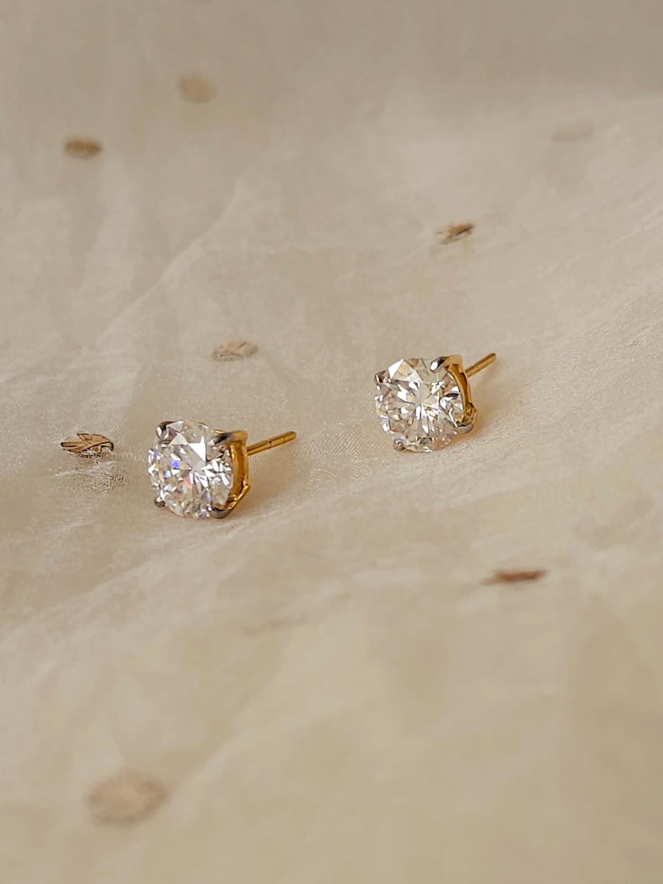 Three carat moissanite diamond round studs