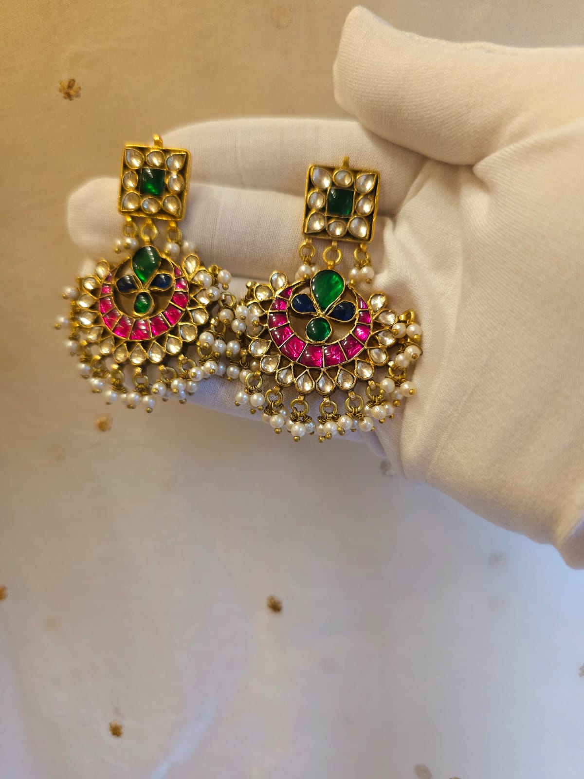 Tutti frutti chandbali earrings