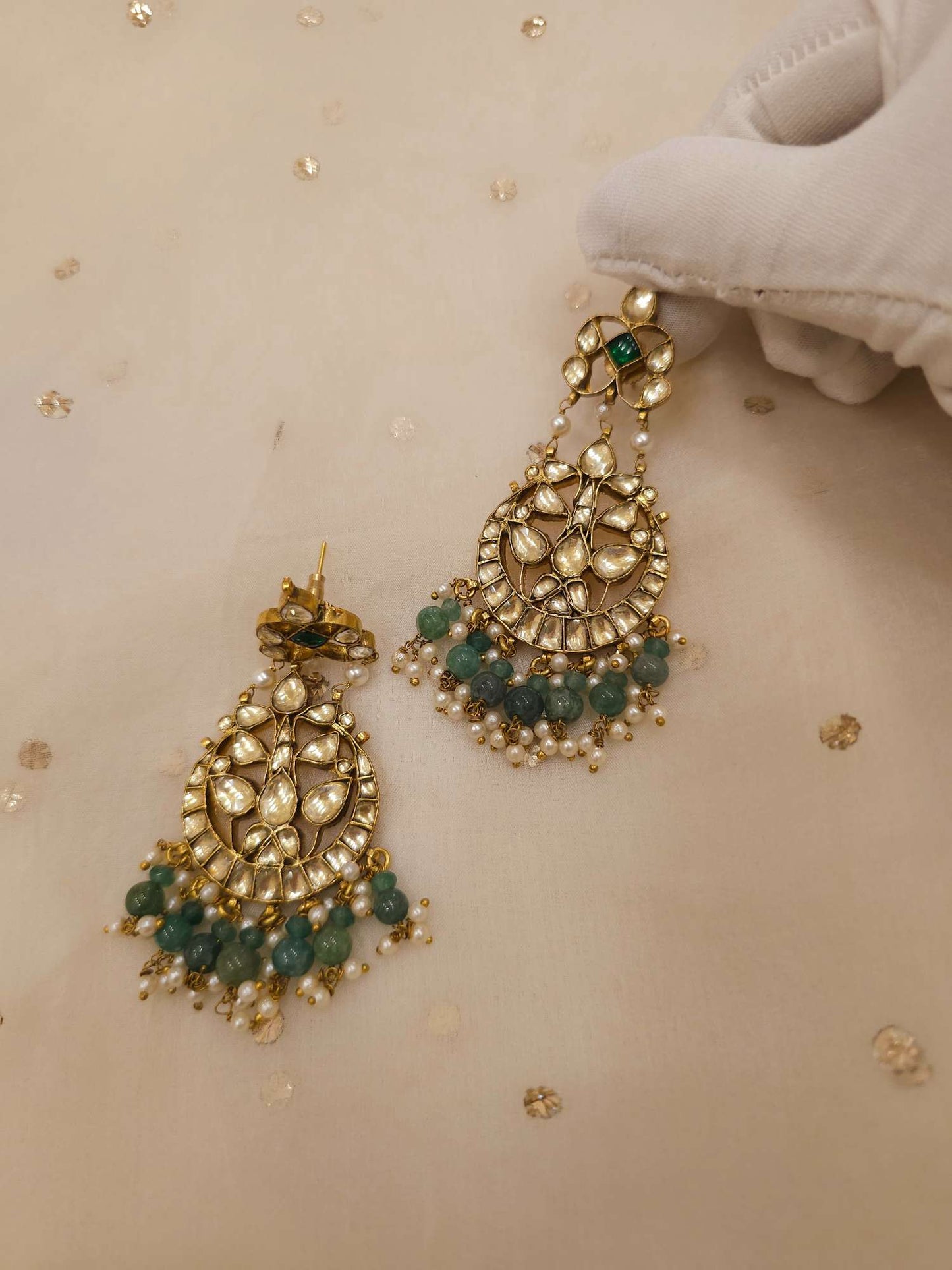 Ridhi sidhi fern chandbali earrings