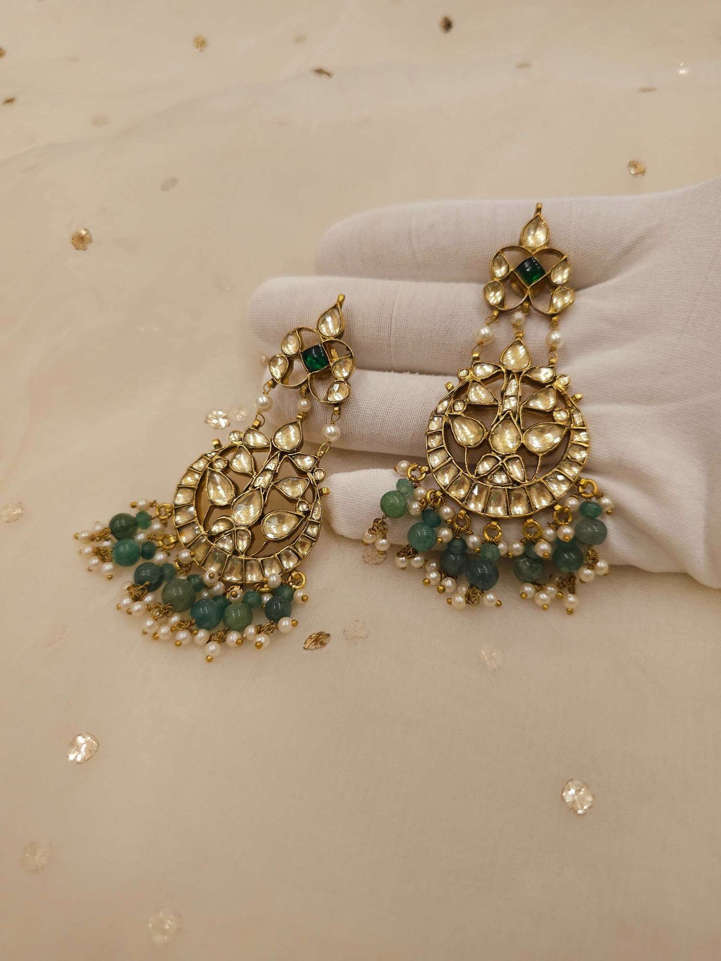 Ridhi sidhi fern chandbali earrings
