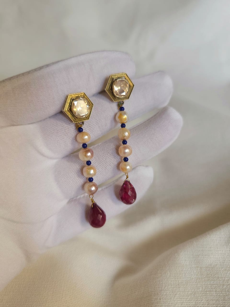 Ruby drop sleek earrings