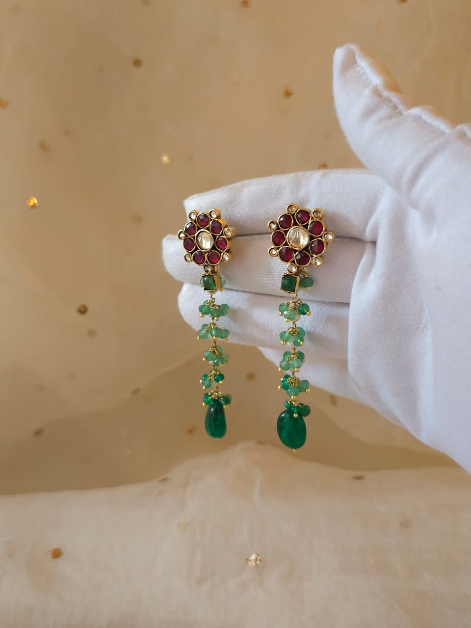 Muscat beryl detachable earrings