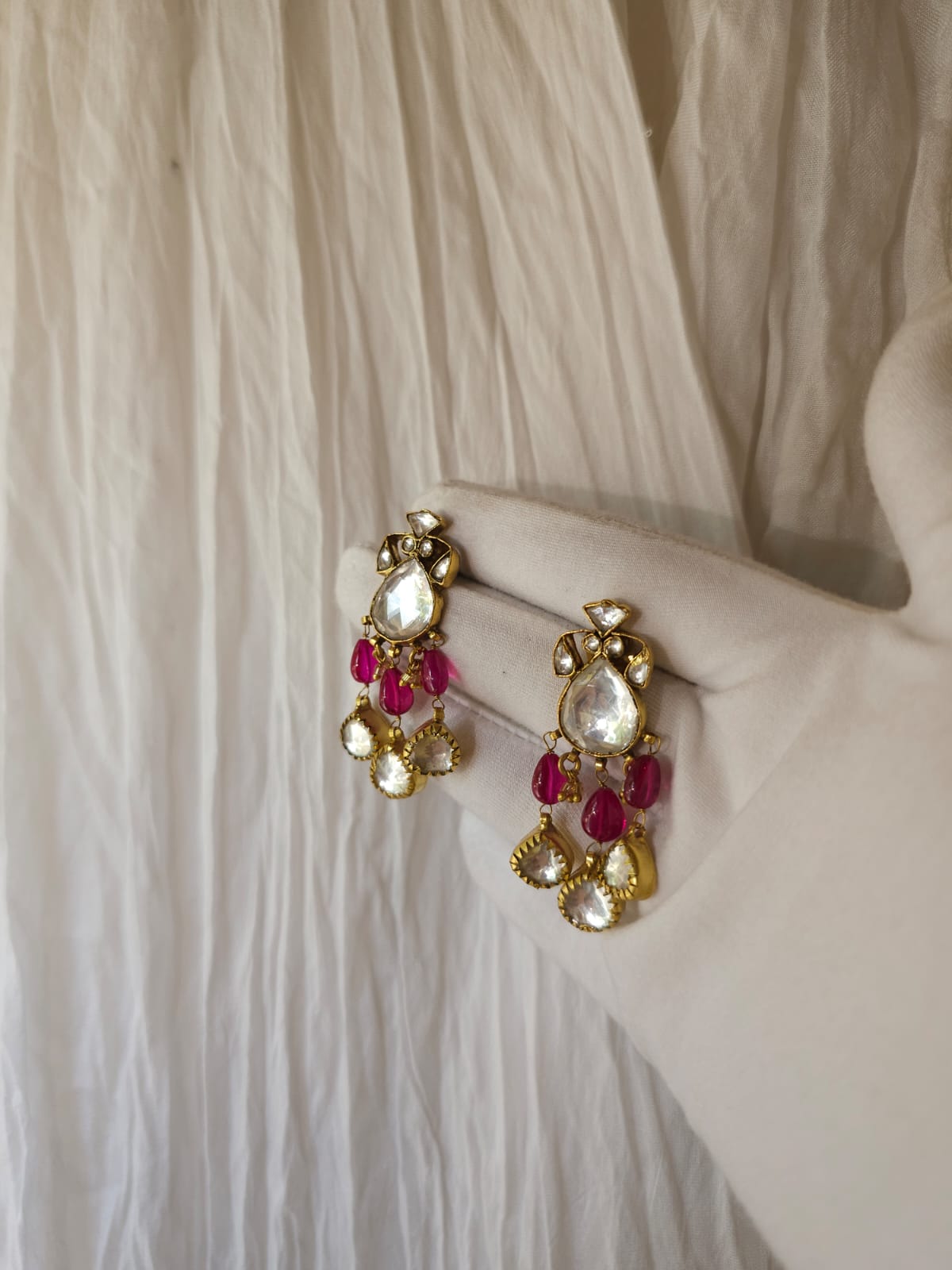Ruh-kashmir blush earrings