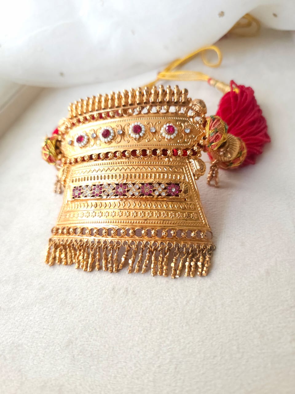 Rajputi red beads aad necklace