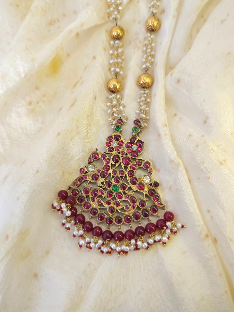 Thanjam antique silver necklace