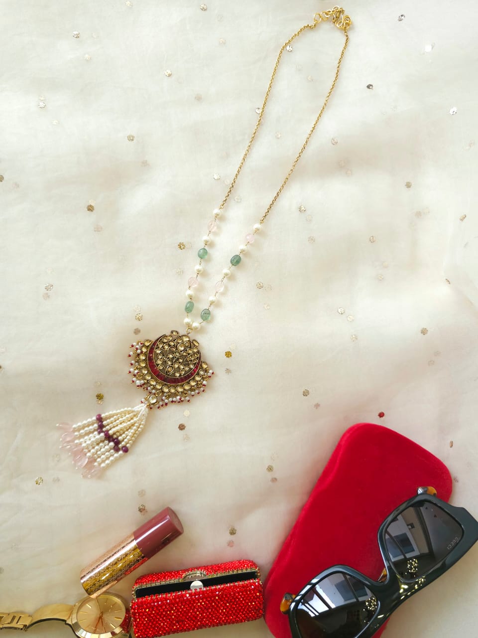 Blood moon tassel necklace