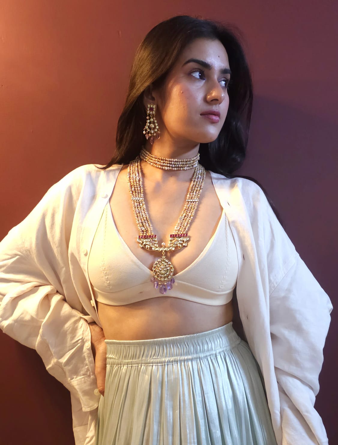 Golden belle amethyst necklace set