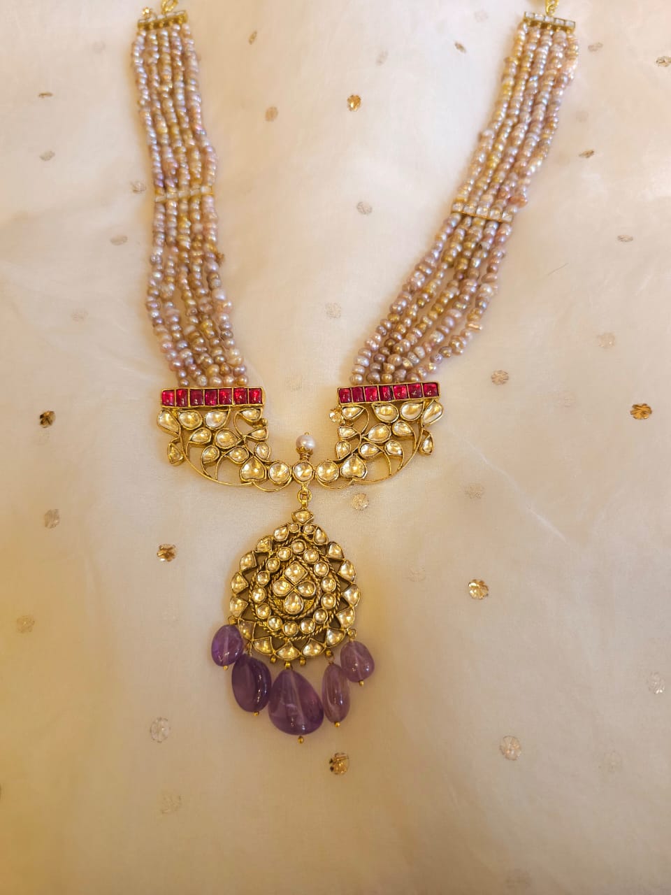 Golden belle amethyst necklace set