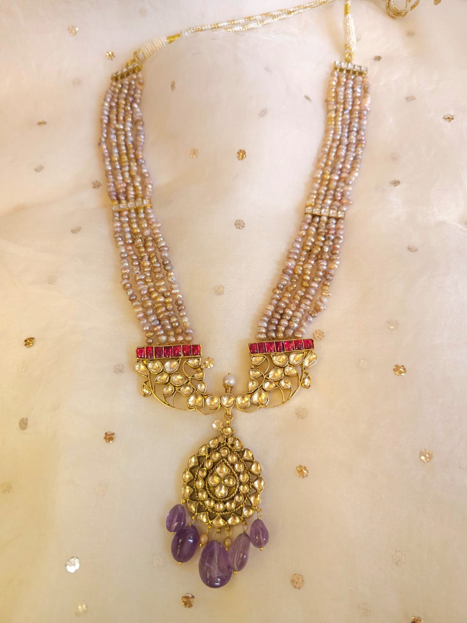 Golden belle amethyst necklace set