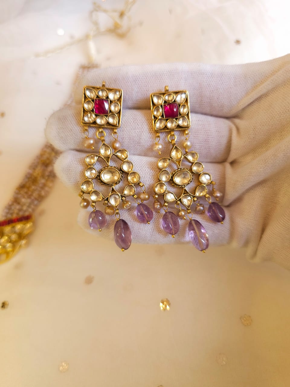 Golden belle amethyst necklace set