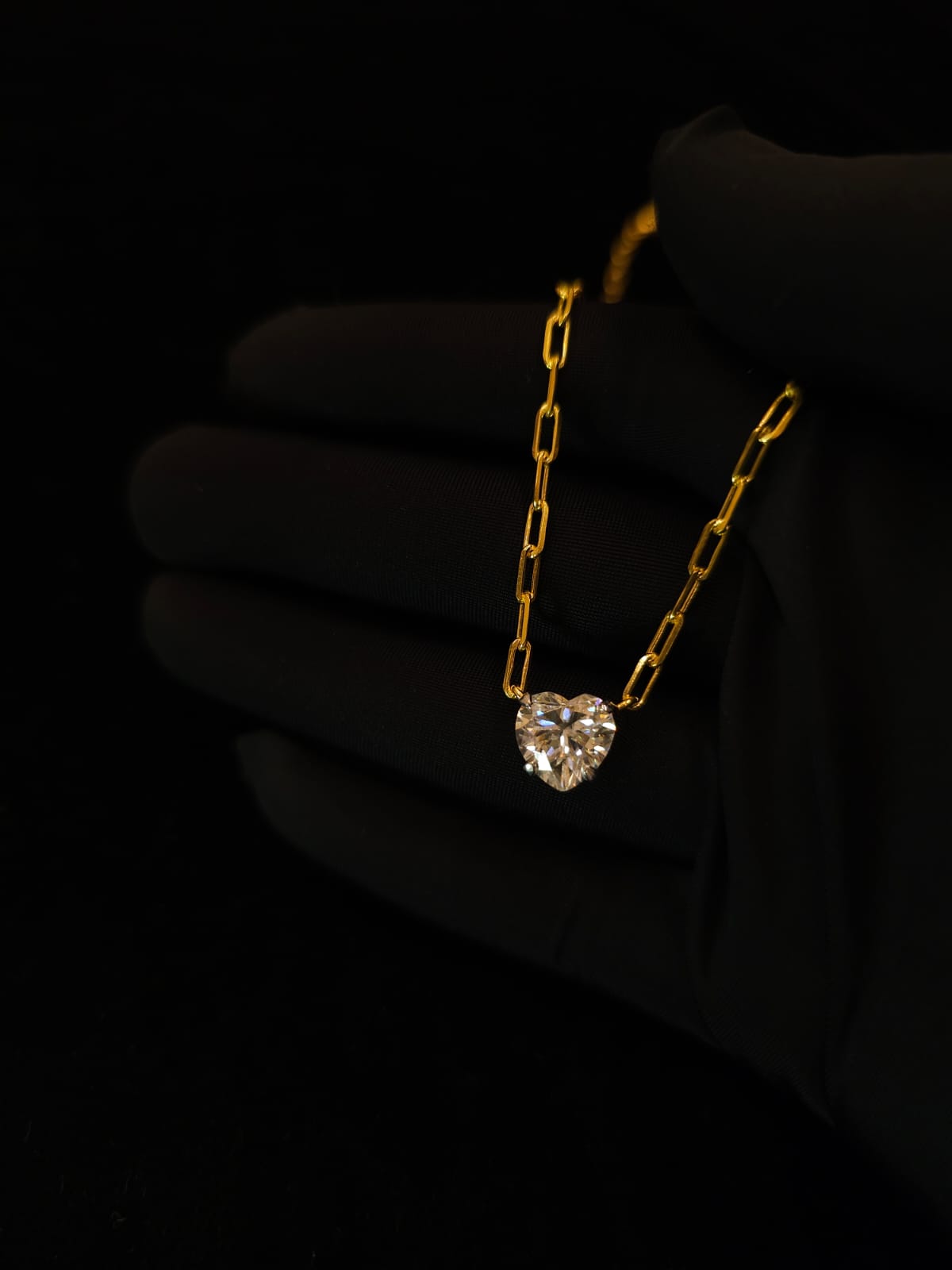 Three carat moissanite heart necklace
