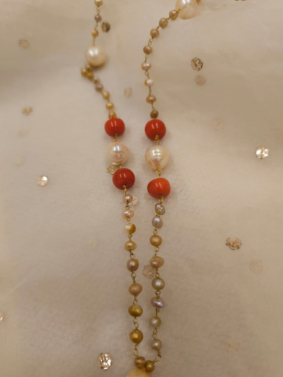 Chilka blush silver long necklace