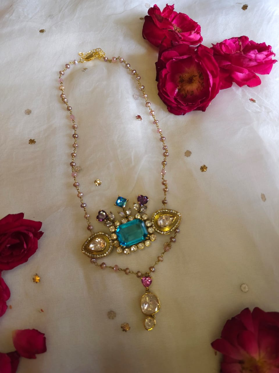 Cyan tamara silver necklace