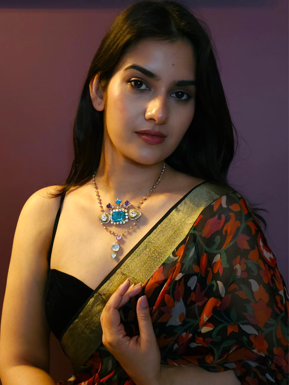 Cyan tamara silver necklace