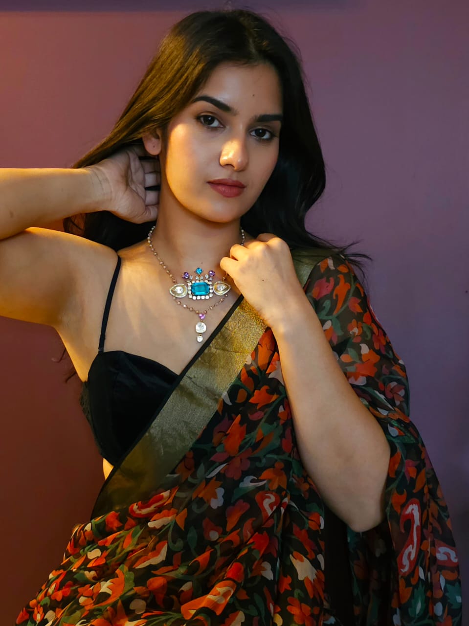 Cyan tamara silver necklace
