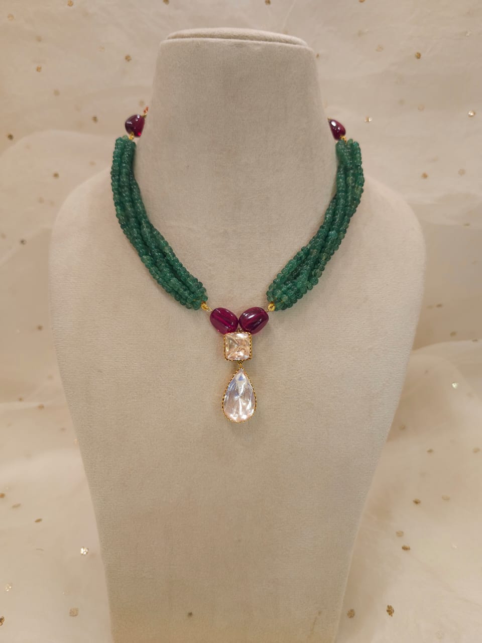 Pear moissanite gem necklace set