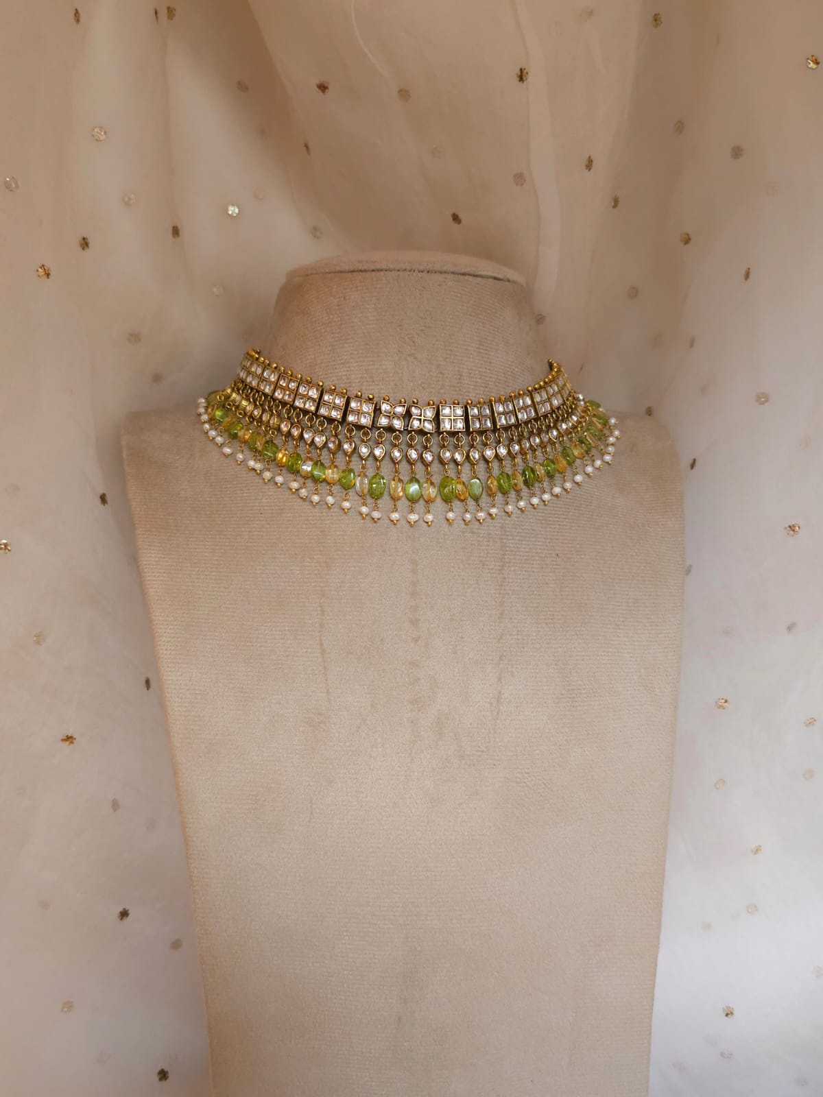 Amber peridot and citrine choker set