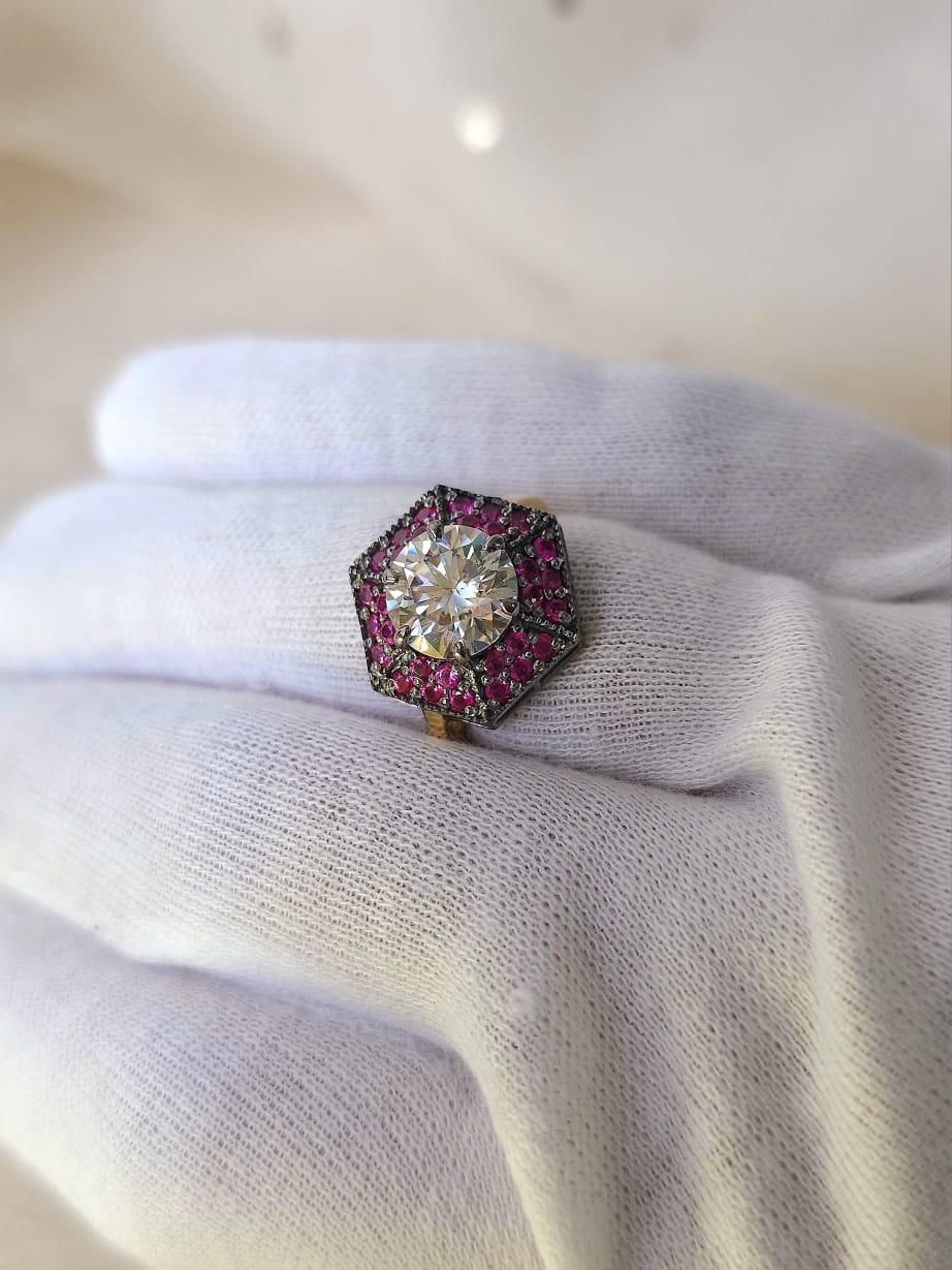 Greek Moissanite silver ring