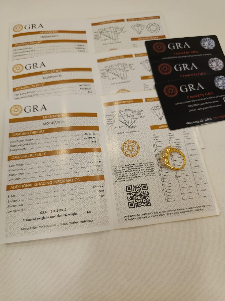 Three moissanite diamond ring