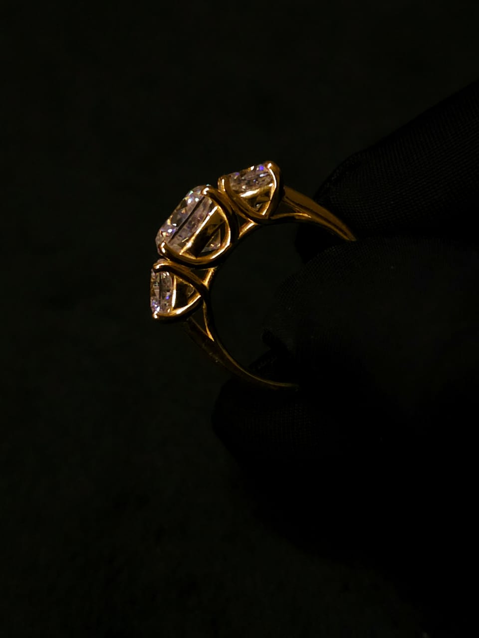 Three moissanite diamond ring