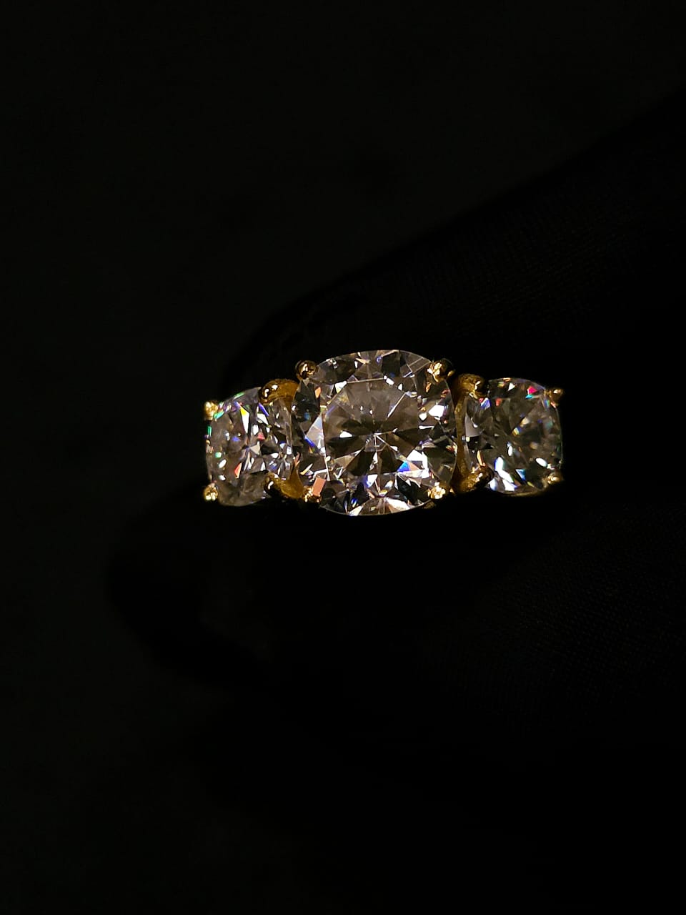 Three moissanite diamond ring