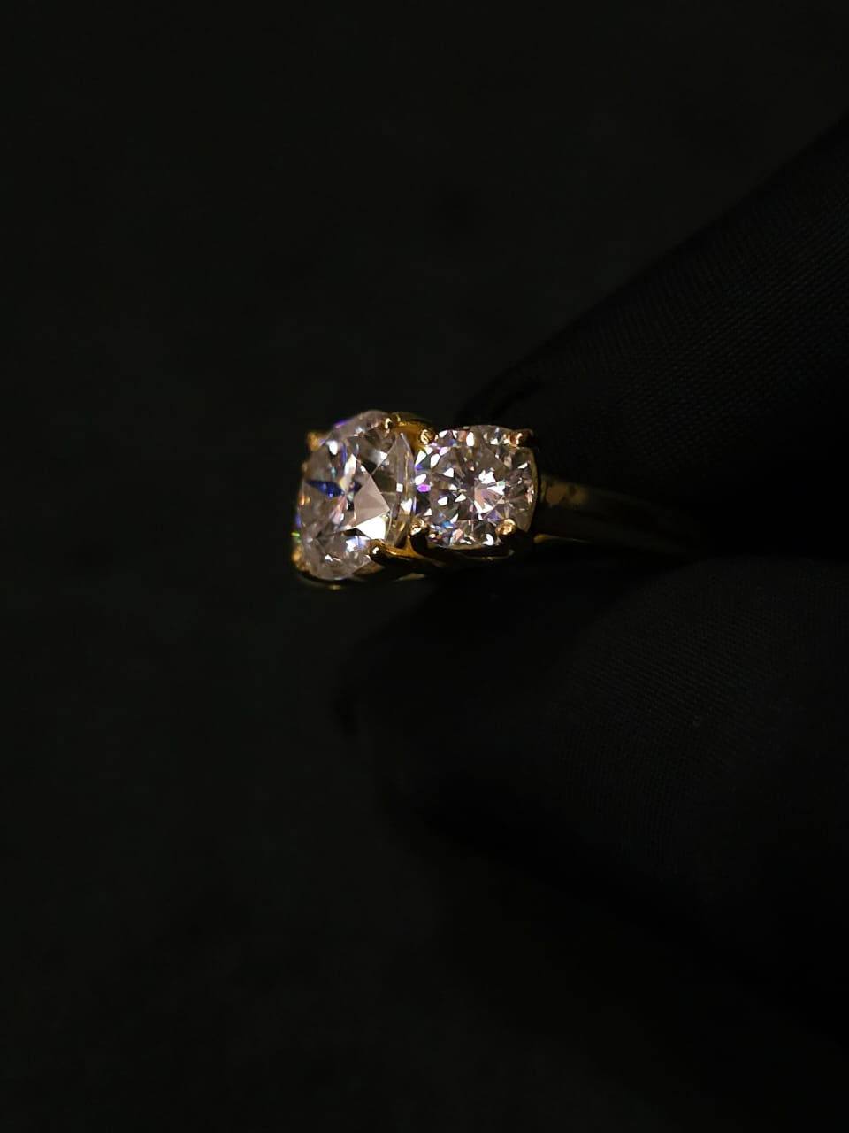 Three moissanite diamond ring