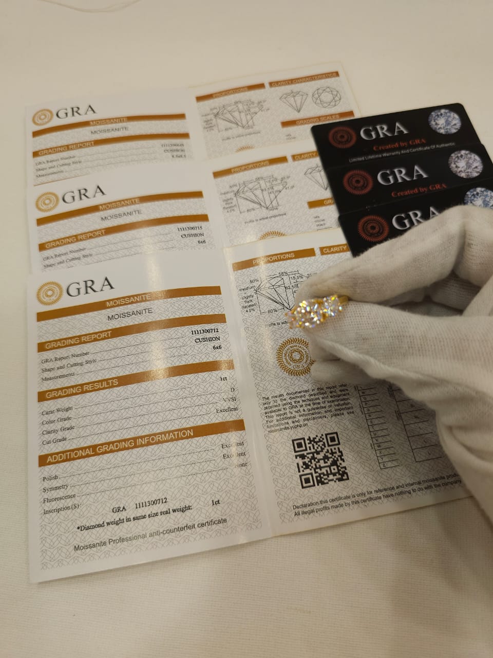 Three moissanite diamond ring
