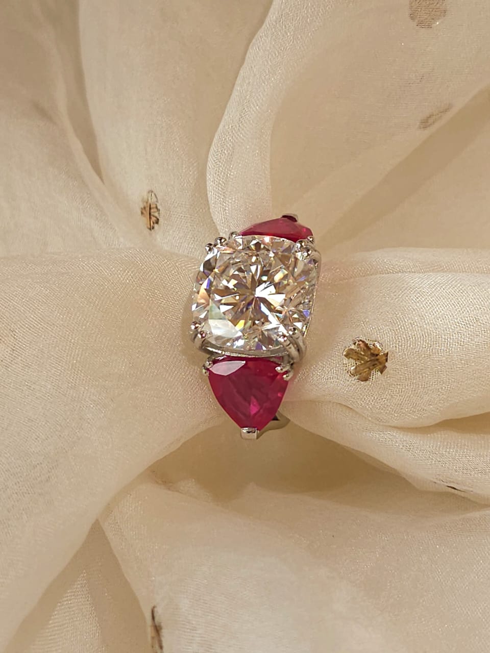 Whispering rose moissanite ring