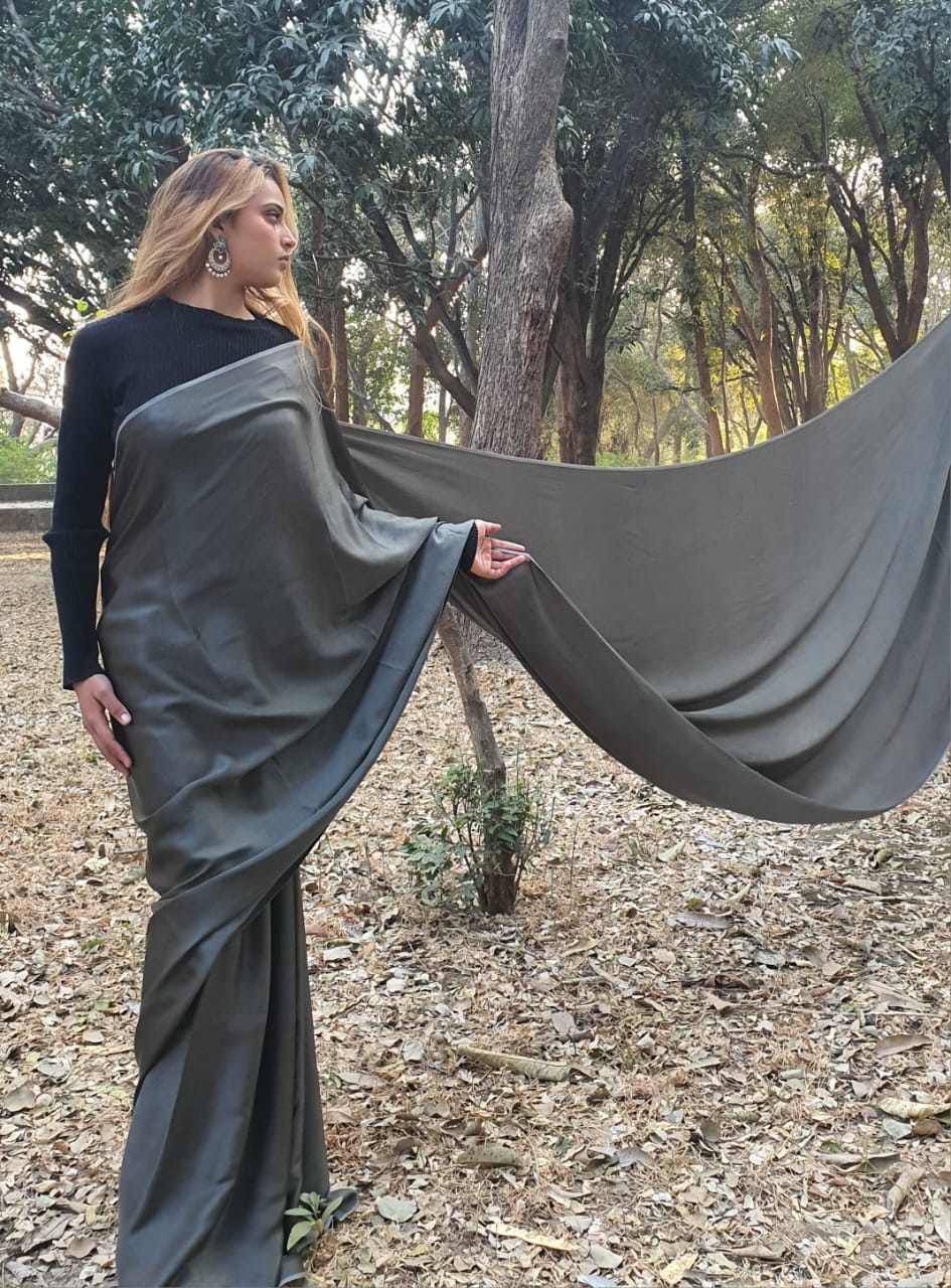Anchor grey modal silk saree