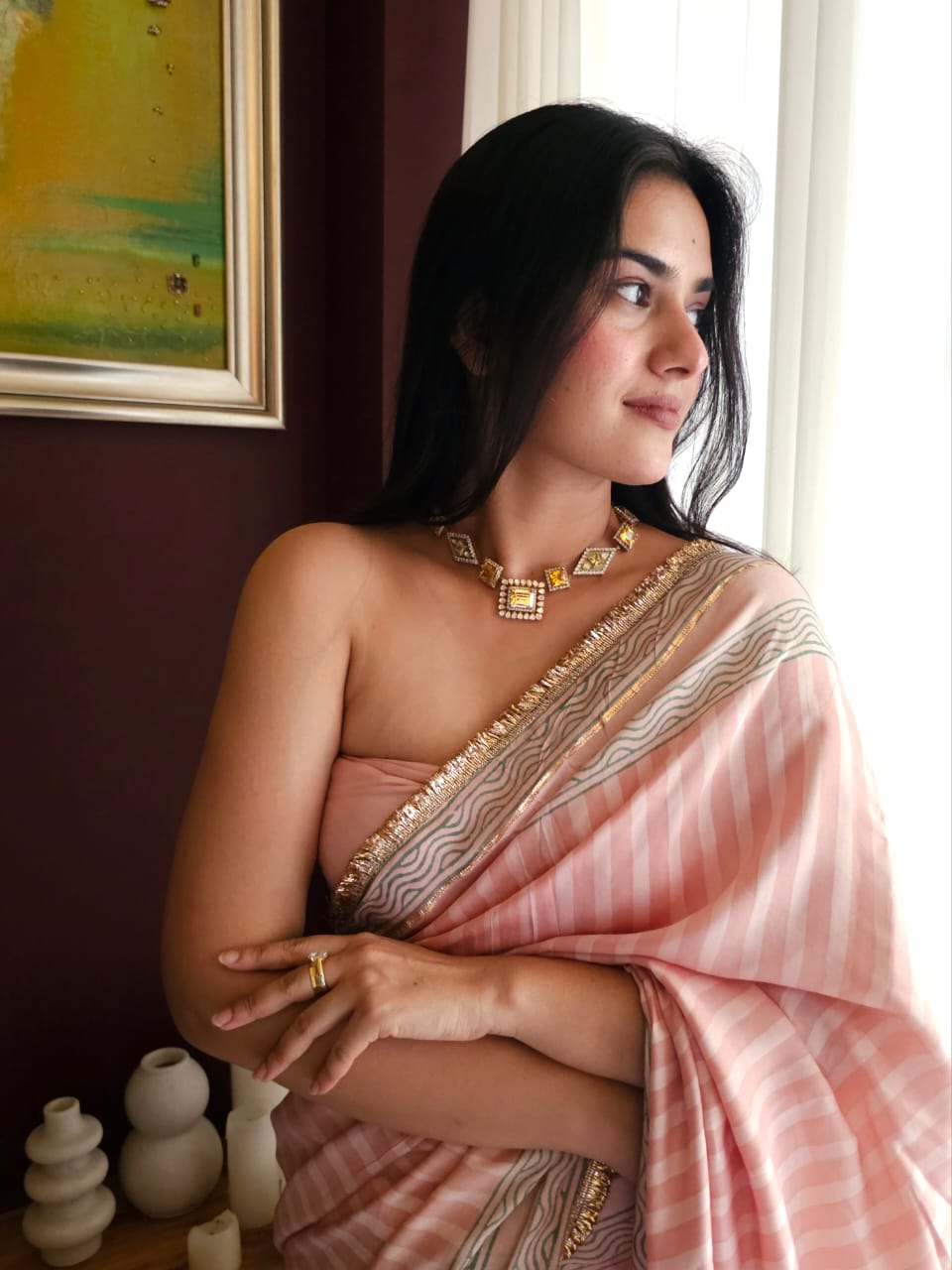 Blush Jaipur muslin modal saree