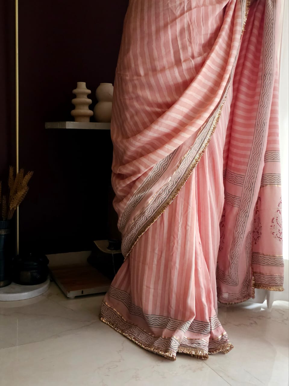 Blush Jaipur muslin modal saree