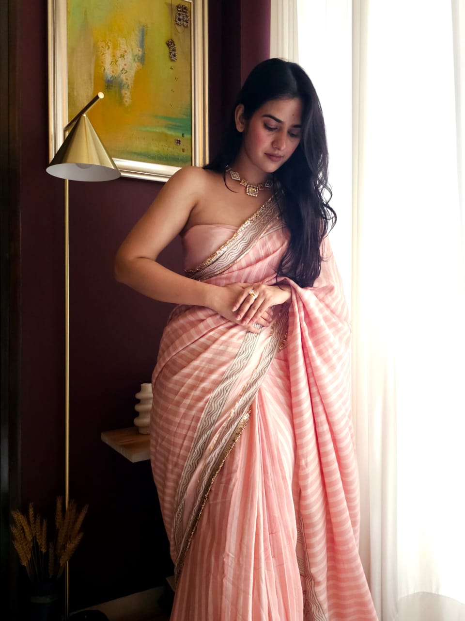 Blush Jaipur muslin modal saree