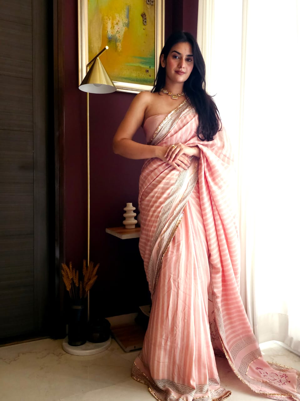 Blush Jaipur muslin modal saree