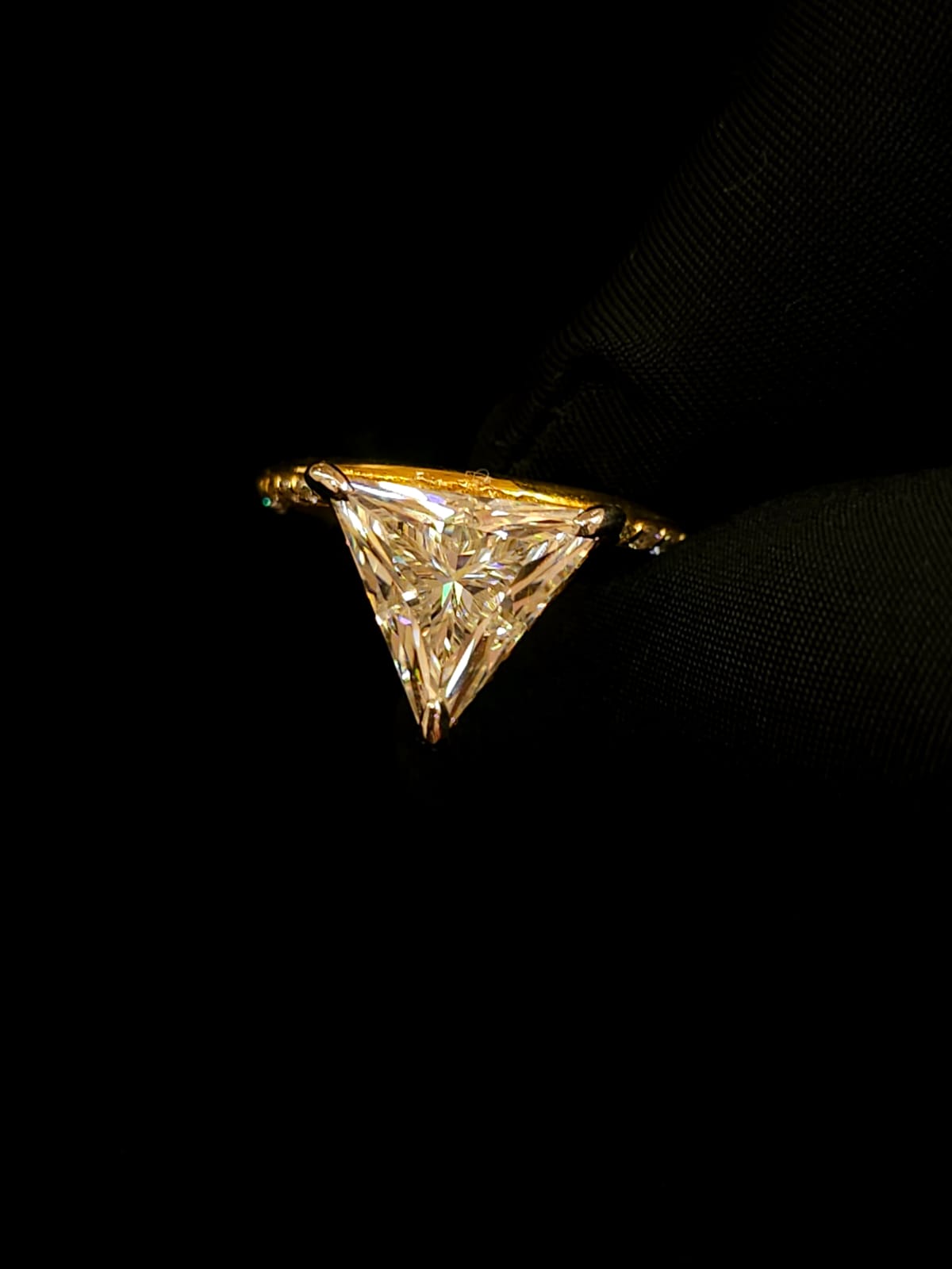 Trillion moissanite diamond ring