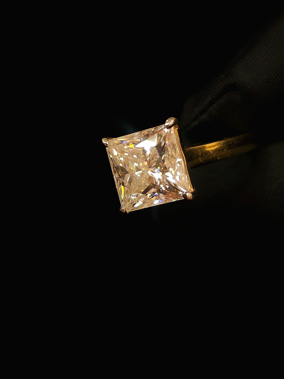 Princess cut moissanite diamond ring