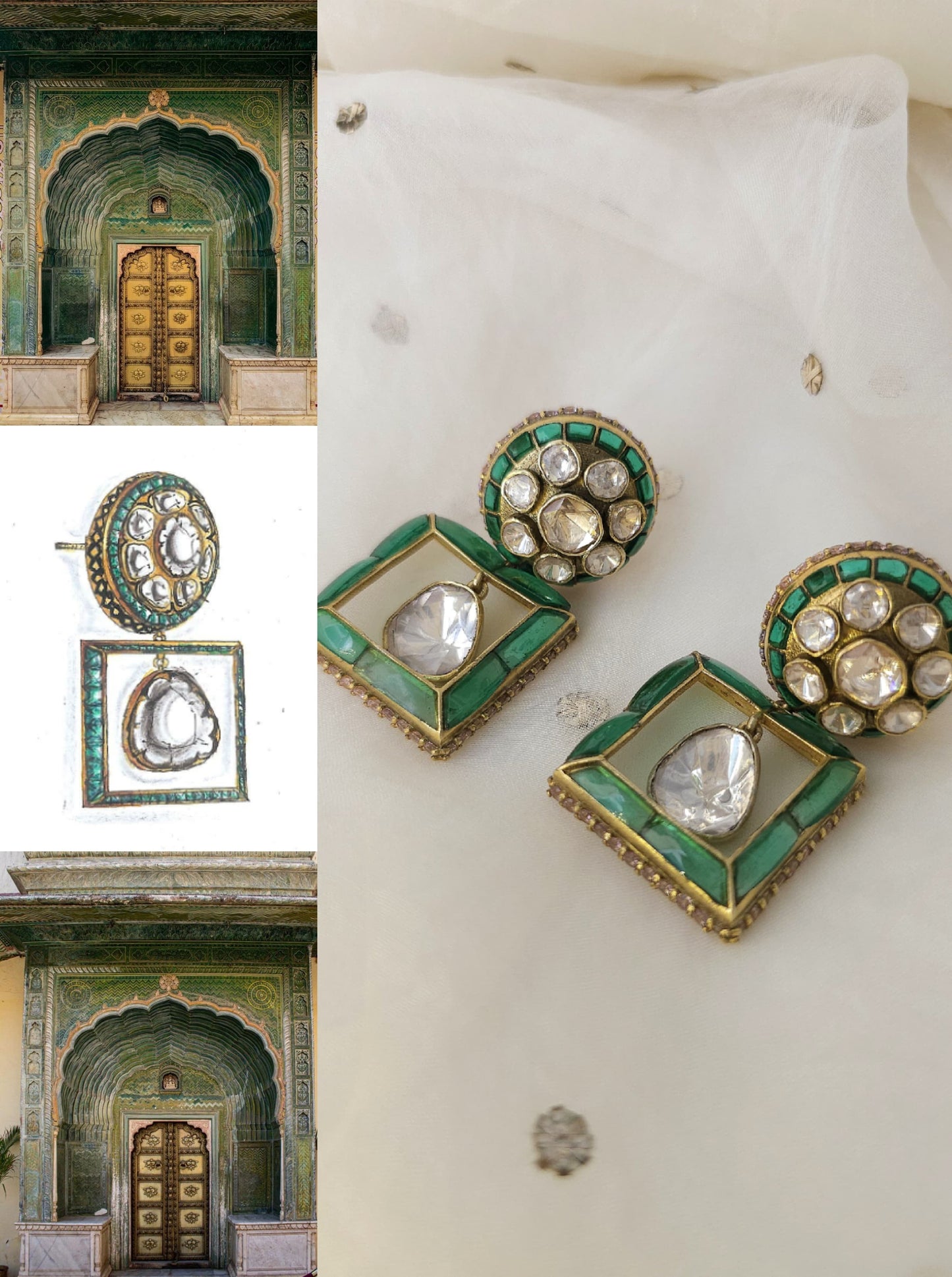 The third gate silver earrings