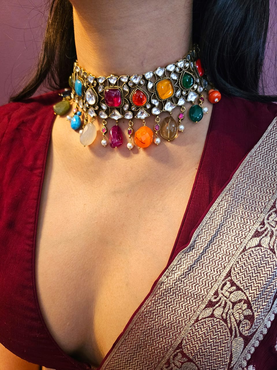 Jayaditya navratan necklace