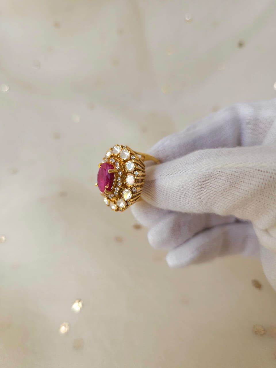 Chandra taal ruby silver ring