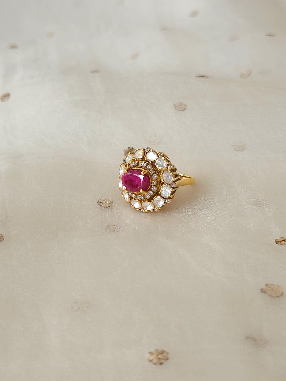 Chandra taal ruby silver ring
