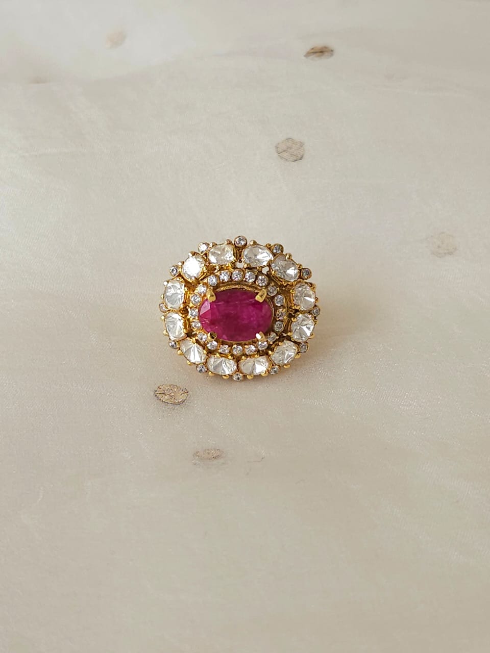 Chandra taal ruby silver ring