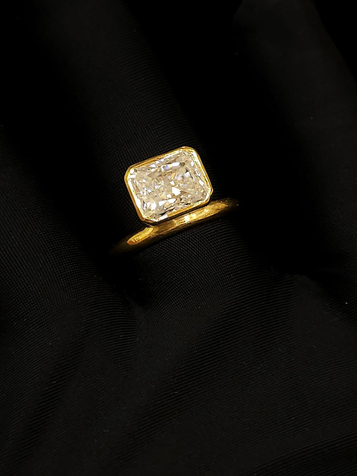 Octagon moissanite diamond ring